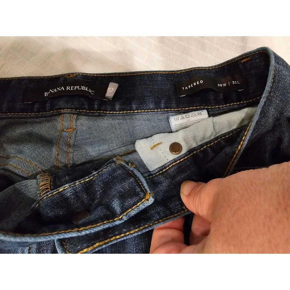 Banana Republic Men's 30x32 stretch jeans: Tapered fit, dark wash, long‎ lasting
